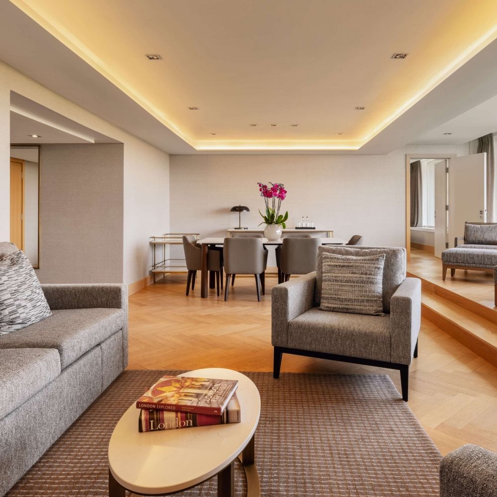 The newly refurbished Penthouse Suite has an impressive modern sitting and dining area, two separate bedrooms, a self contained kitchen and an additional guest cloakroom.
